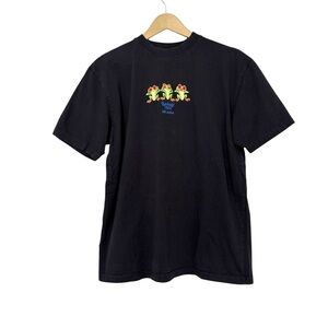 Vintage Y2K Rainforest Cafe Black Multicolor Frog Embroidered Tee Shirt Travel